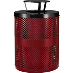 Global Industrial Outdoor Perforated Steel Trash Can With Rain Bonnet Lid 36 Gal