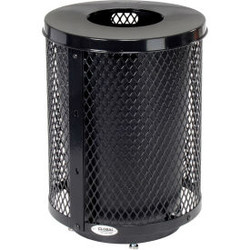 Global Industrial Outdoor Diamond Steel Trash Can With Flat Lid & Base 36 Gallon