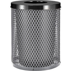 Global Industrial Outdoor Diamond Steel Trash Can With Flat Lid 36 Gallon Gray