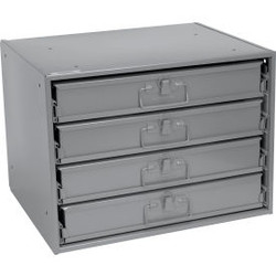 Durham Steel Compartment Box Rack 20 x 15-3/4 x 15 with 4 of 32-Compartment Boxe