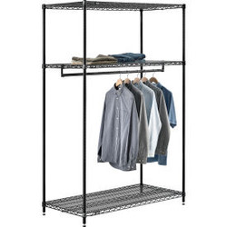 Free Standing Clothes Rack - 3 Shelf - 48"W x 24"D x 74"H - Black