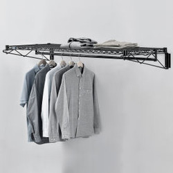 Black Coat Rack with Bars - Wall Mount - 60""W x 24""D x 6""H