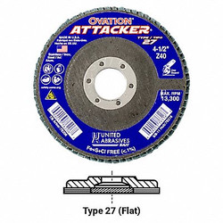 United Abrasives/Sait Arbor Mount Flap Disc,4-1/2in,120,Fine 76211
