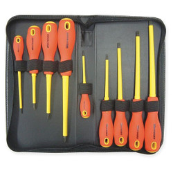 Westward Ins. Screwdriver Set,Slot/Phillips,9 Pc 1YXN6