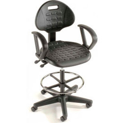 Interion 5-Way Black Adjustable Ergonomic Stool With Arms