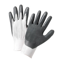 Gloves, Assembler, Palm Coated Knit, Grey, Medium