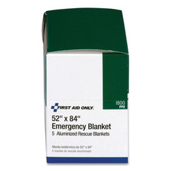 First Aid Only™ Aluminized Emergency Blanket, 52" X 84", 5/box I800