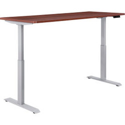 Interion Electric Height Adjustable Desk 60""W x 30""D Mahogany W/ Gray Base