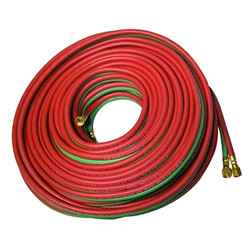 Grade T Twin-Line Welding Hose, 1/4 in, 100 ft, BB Fittings, Fuel Gases and Oxygen