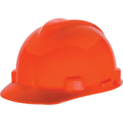 MSA V-Gard® Standard Slotted Cap w/ Fas-Trac® Suspension, Hi-Vis Orange, 1/Each