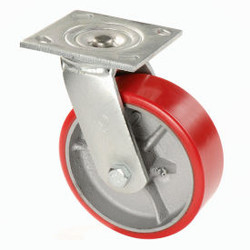 Global Industrial Heavy Duty Swivel Plate Caster 5"" Polyurethane Wheel 500 Lb.