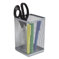 TRU RED™ Wire Mesh Jumbo Pencil Holder, 4.33 X 4.33 X 6.69, Silver TR57574-CC