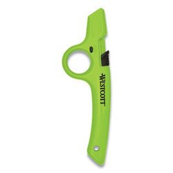 Westcott® Full Size Retractable Box Cutter, Plastic Handle, Green, 6/box 17530