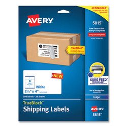 Avery® LABEL,2.5X4",8/SH,25SH,WH 5815