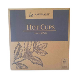 Emerald™ Paper Hot Cups, 10 oz, White, 50/Pack, 20 Packs/Carton PME01020