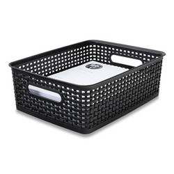 Advantus Plastic Weave Bin, Medium, 14" X 10.5" X 4.63", Black 36003