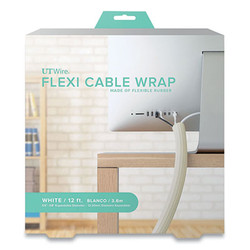 UT Wire® Flexi Cable Wrap, 0.5" To 1" X 12 Ft, White UTW-FCW12-WH
