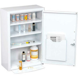 Global Industrial Medicine Cabinet with Pull-Out Shelf 18""W x 8""D x 27""H Whit