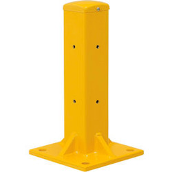 Global Industrial Bolt-On Steel Post For Single 2-Rib Guard Rail 18""H Yellow