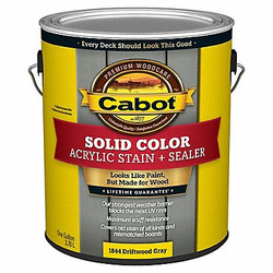 Cabot Solid StainDriftwood GrayLow Lustre,1gal 140.0001844.007
