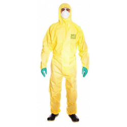 Ansell Hooded Coveralls,2XL,Yellow,PE,PK25 682300PLUS