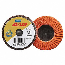 Norton Abrasives Flap Disc, 2 in Dia, 40 Grit, Type 27 77696090146