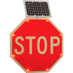 Global Industrial 30"" Solar Flashing LED Stop Sign Octagon