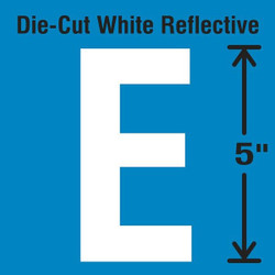 Stranco Die-Cut Reflective Letter Label, E,PK5 DWR-5-E-5