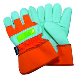 Condor Leather Gloves,White/Hi-Vis Orange,XL,PR 48WT91