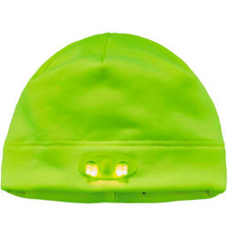 Ergodyne N-Ferno 6804 Skull Cap Beanie Hat With LED Lights Lime