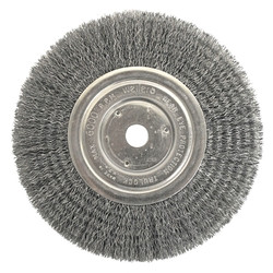 Medium-Face Crimped Wire Wheel, 7 in D x 3/4 in W, .014 in Steel Wire, 6,000 rpm