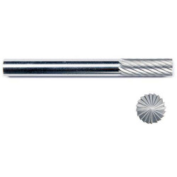 Sim Supply Cylinder Bur SB,Flat End,1/4",Carbide  19D653