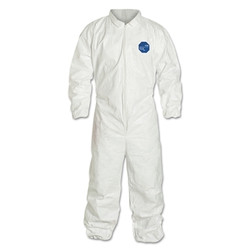 Tyvek 400 Coverall, Serged Seams, Collar, Elastic Waist, Elastic Wrists and Ankles, Zipper Front, Storm Flap, White, 5XL
