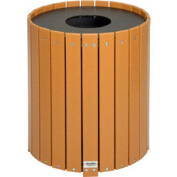 Global Industrial Recycled Plastic Round Trash Can With Liner 32 Gallon Cedar