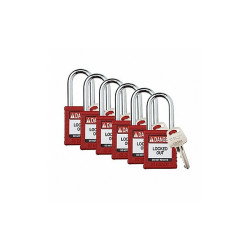 Brady Padlock,6 Pins,Red,PK6 SDPL-RED-38ST-KA6