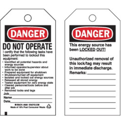 Brady Danger Tag,5-3/4 x 3 In,OSHA,Met,PK25 66061