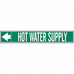 Brady Pipe Marker,Hot Water Supply,2in H 109276