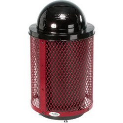 Global Industrial Outdoor Diamond Steel Trash Can With Dome Lid & Base 36 Gallon