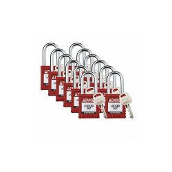 Brady Padlock,6 Pins,Red,PK12 SDPL-RED-38ST-KD12