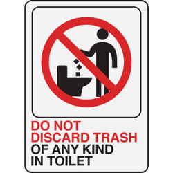 Hy-Ko Do Not Discard Trash In Toilet Sign D-25