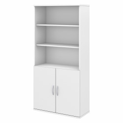 Bush Business Furniture Studio C 5 Shelf Bookcase with Doors in White STC015WH
