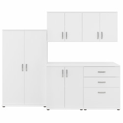 Bush Business Furniture Universal 92W 5 Piece Modular Storage Set with Floor and Wall Cabinets UNS003WH