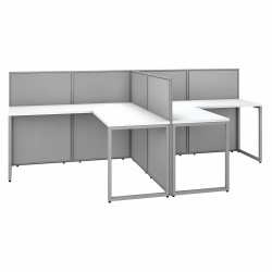 Bush Business Furniture Easy Office 60W 2 Person L Shaped Cubicle Desk Workstation with 45H Panels EOD560WH-03K