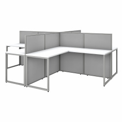 Bush Business Furniture Easy Office 60W 4 Person L Shaped Cubicle Desk Workstation with 45H Panels EOD760WH-03K