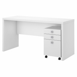 Office by kathy ireland® Echo Credenza Desk with Mobile File Cabinet ECH003PW