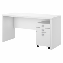 Office by kathy ireland® Echo Bow Front Desk with Mobile File Cabinet ECH001PW