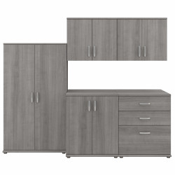 Bush Business Furniture Universal 92W 5 Piece Modular Storage Set with Floor and Wall Cabinets UNS003PG