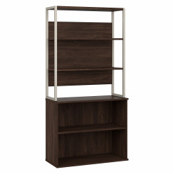 Bush Business Furniture Hybrid Tall Etagere Bookcase in Black Walnut HYB023BW