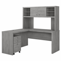 Office by kathy ireland® Echo L Shaped Desk with Hutch and Mobile File Cabinet ECH009MG