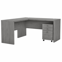 Office by kathy ireland® Echo L Shaped Desk with Mobile File Cabinet ECH008MG